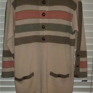 Vintage Liz Sheldon, LTD Sweater Knit Dress Gold Buttons,  Metallic Thread M